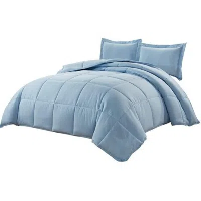 Hivvago Queen Size Reversible Microfiber Down Alternative Comforter Set In Blue
