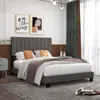Hivvago Queen Size Upholstered Bed Frame With Vertical Channel Tufted Headboard Gray