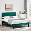 Hivvago Queen Size Upholstered Platform Bed Frame With Headboard In Green