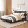 Hivvago Queen Size Upholstered Platform Bed With Button Tufted Wingback Headboard-gray