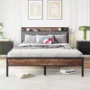 Hivvago Queen-sized Platform Bedframe With Storage And Wooden Head Board - Black
