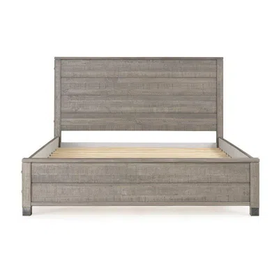 Hivvago Queen Solid Wooden Platform Bed Frame With Headboard In Grey Wood Finish In Gray