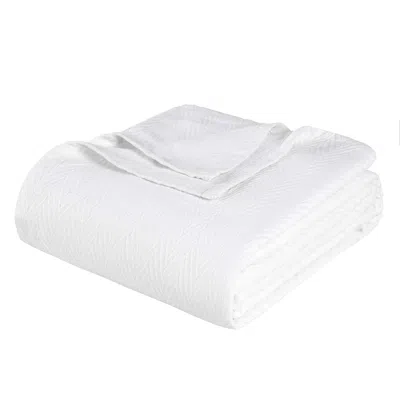 Hivvago Queen White Cotton Woven Chevron Blanket