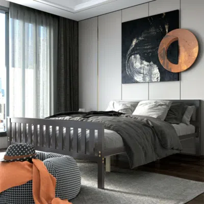 Hivvago Queen Wood Platform Bed With Headboard