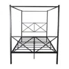 Hivvago Quick Assembly Queen Sized Metal Canopy X Shaped Platform Bed Frame - Black In Black