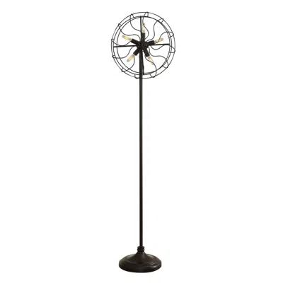 Hivvago Quinn 63 Inch Accent Floor Lamp, Vintage Fan Design, Antique Bronze Finish