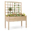 Hivvago Raised Garden Bed With Lattice Trellis And Drainage Holes Elevated-natural
