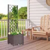 Hivvago Raised Garden Bed With Trellis Planter Box For Climbing Plants -brown