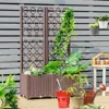 Hivvago Raised Garden Bed With Trellis Planter Box For Climbing Plants-brown