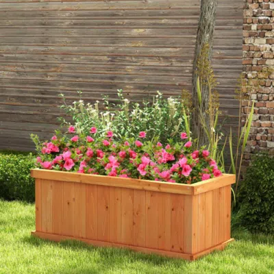 Hivvago Raised Garden Bed Wooden Planter Box With 4 Drainage Holes And Detachable Bottom Panels-orange In Brown