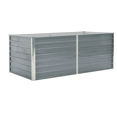 Hivvago Raised Garden Flower Bed, 32 X 63 Galvanized Steel Gray, Rectangular
