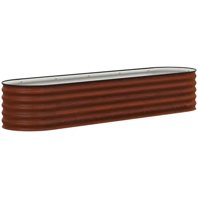 Hivvago Raised Metal Garden Bed With Safety Edges, 7.9'x2'x1.4' In Brown
