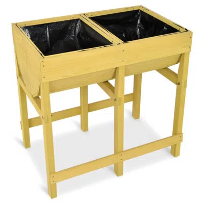 Hivvago Raised Wooden Planter Vegetable Flower Bed With Liner In Yellow