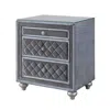 Hivvago Rall 30 Inch 3 Drawer Nightstand, Glass Top, Crystal Knobs, Gray Velvet In Blue