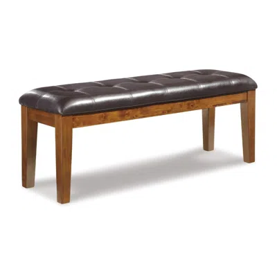 Hivvago Raly Dining Bench, 50 Inch, Plush Tufted Faux Leather Seat, Brown