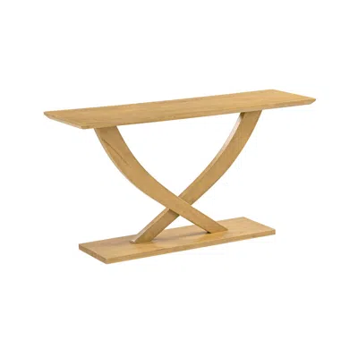 Hivvago Rase 57 Inch Console Table, Cross Leg Design, Pedestal Base, Brown Wood