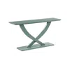 Hivvago Rase 57 Inch Console Table, Cross Leg Design, Pedestal Base, Gray Green In Gray
