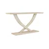Hivvago Rase 57 Inch Console Table, Cross Leg Design, Pedestal Base, Whitewash Wood