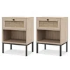 Hivvago Rattan Nightstand Boho End Table With Drawer And Open Shelf - Set Of 2