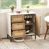 HIVVAGO RATTAN SIDEBOARD BUFFET CABINET WITH 1 DOOR AND 3 DRAWERS-WHITE