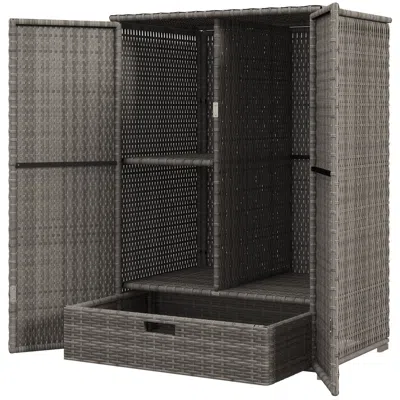 Hivvago Rattan Towel Storage Cabinet With Removable Shelf And Drawer