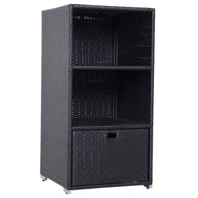 Hivvago Rattan Wicker Towel Cabinet With 2-tier Storage In Black