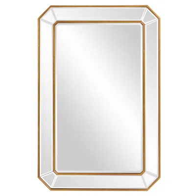 Hivvago Recatngle Gold Leaf Mirror With Angled Corners Frame In Brown