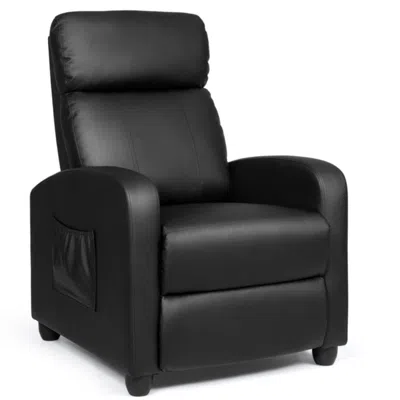 Hivvago Recliner Massage Winback Single Chair With Side Pocket-black