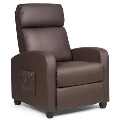 Hivvago Recliner Sofa Wingback Chair With Massage Function-brown