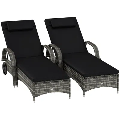 Hivvago Reclining Outdoor Chair Set With Armrests And Cushions In Black