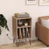 Hivvago Record Player Stand With Charging Station For Living Room Bedroom-walnut