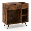 Hivvago Record Player Stand With Power Outlet-rustic Brown