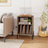 Hivvago Record Player Stand With Record Storage Shelf And Charging Station-walnut