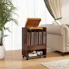 Hivvago Record Rolling Turntable Player Stand With Drawer-brown
