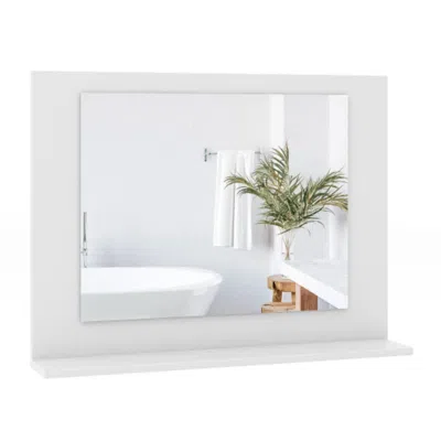 Hivvago Rectangle Bathroom Mirror With Shelf 23.5 X 17.5 Inch And Wood Frame-white