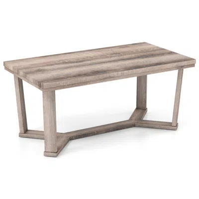 Hivvago Rectangle Coffee Table Rubber Wood With Cross-shaped Base In Neutral