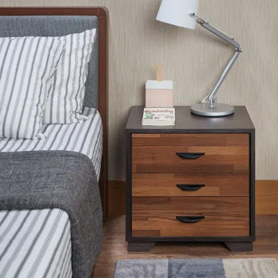 Hivvago Rectangular 3 Drawers Wood Nightstand By Eloy, Brown