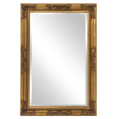 Hivvago Rectangular Antiqued Gold Wood Frame Mirror In Brown