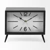 Hivvago Rectangular Black Metal Desk Table Clock In Black