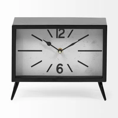 Hivvago Rectangular Black Metal Desk Table Clock