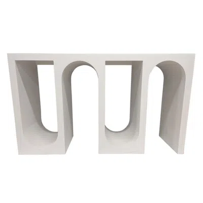 Hivvago Rectangular Console Table With Wavelike Base, 54 Inch White Wood