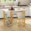 Hivvago Rectangular Dining Table For 2 With 2-tier Storage Shelf For Small Space Dining Room-white