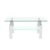 Hivvago Rectangular Double Layer Tempered Glass Coffee Table With Metal Legsclear Glass - White In Transparent