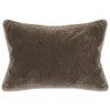 Hivvago Rectangular Fabric Throw Pillow With Solid Color And Piped Edges, Brown