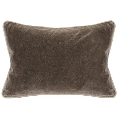 Hivvago Rectangular Fabric Throw Pillow With Solid Color And Piped Edges, Brown