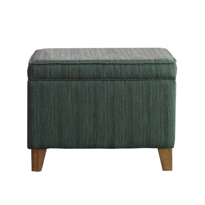 Hivvago Rectangular Fabric Upholstered Wooden Ottoman With Lift Top Storage, Green