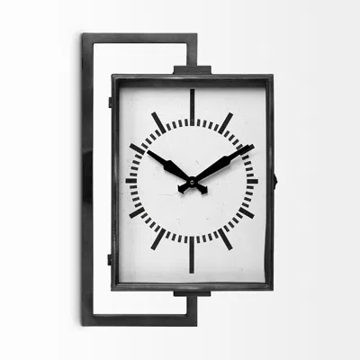 Hivvago Rectangular Large Black Industrial Style Wall Clock