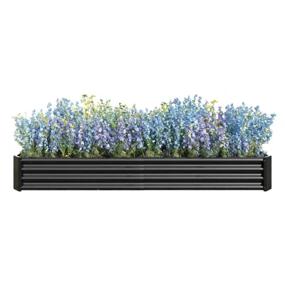 Hivvago Rectangular Metal Raised Planter Outdoor Garden Plant Vegetable Bed - Black In Multi