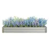 Hivvago Rectangular Metal Raised Planter Outdoor Garden Plant Vegetable Bed - Silver In Blue