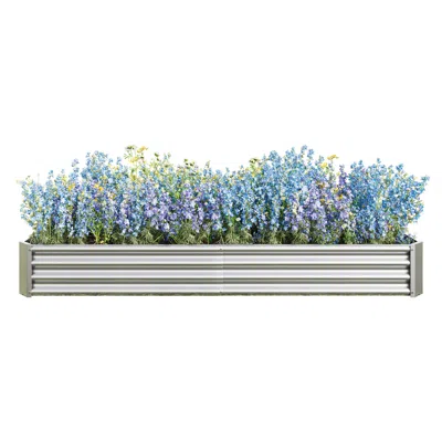 Hivvago Rectangular Metal Raised Planter Outdoor Garden Plant Vegetable Bed - Silver In Blue